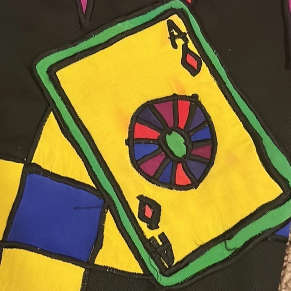 Vintage 80s Silkscapes Oversized Jacket Casino Royale Wearable Art One Size - Picture 9 of 11